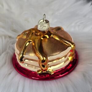 Old World Christmas Short Stack of Pancakes Blown Glass Ornament Foodie